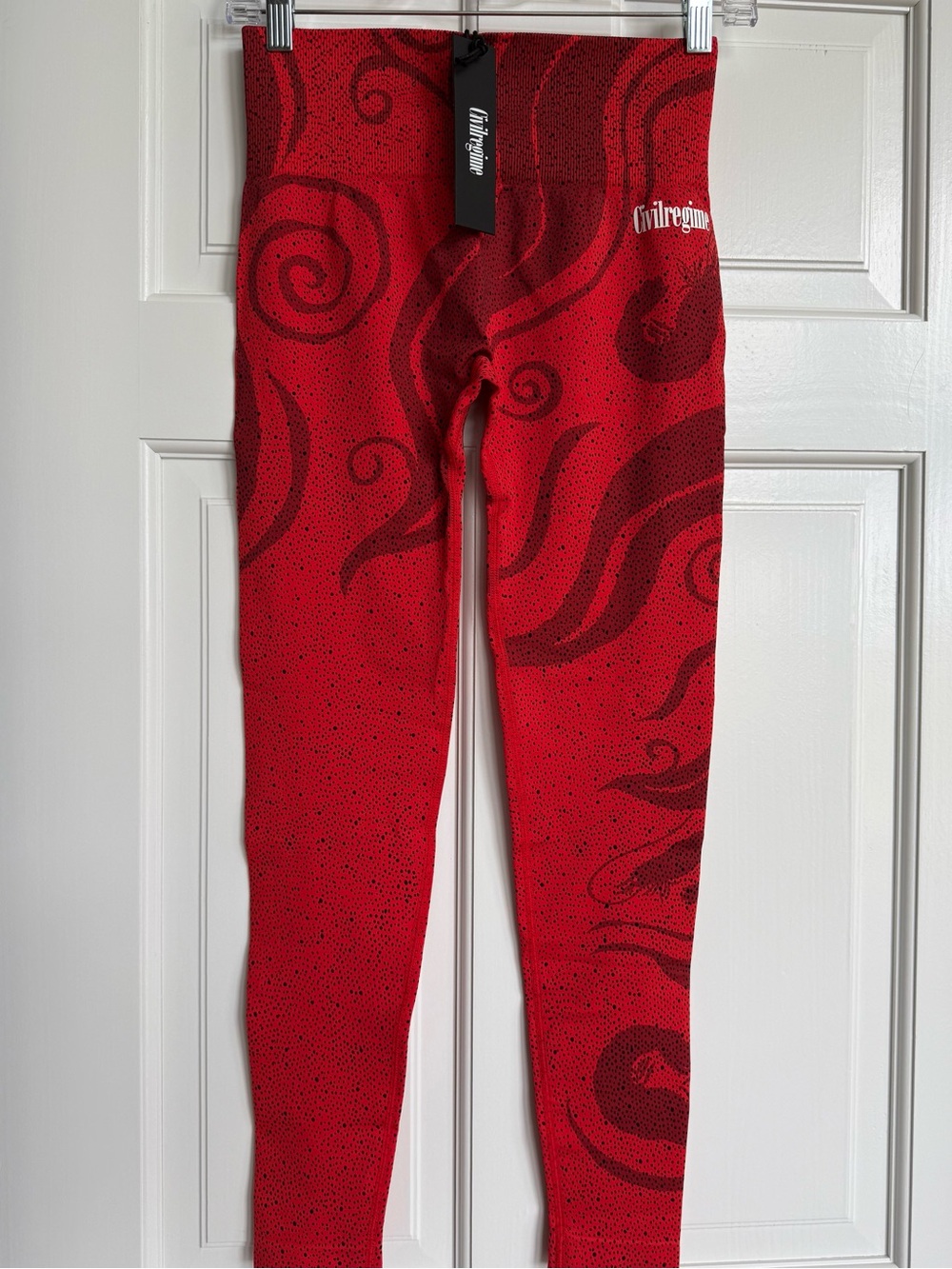 Civil Regime Red Patterned Leggings for Women
